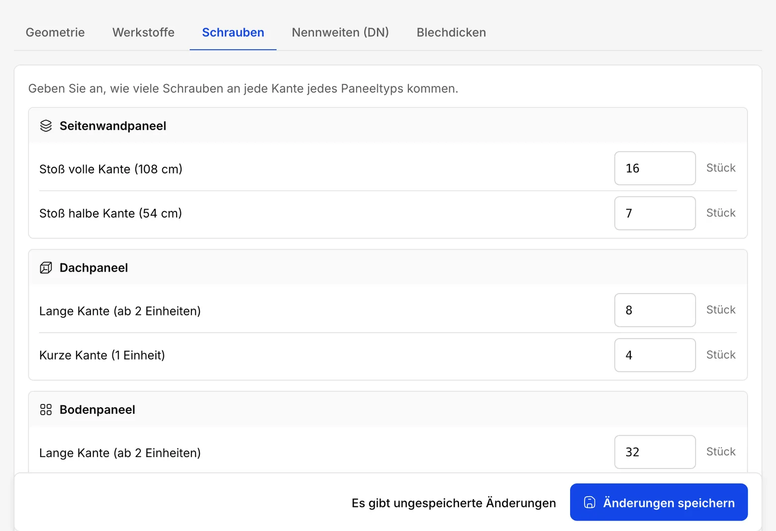 Die Speicherleiste: der Hinweis Es gibt ungespeicherte Änderungen und die Schaltfläche Änderungen speichern